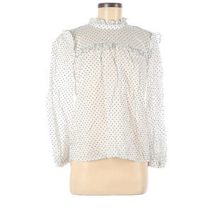 J. Crew Medium white blouse with polka dots